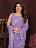 SHYAMIKA Embroidered Georgette Saree with Matching Embroidery Blouse