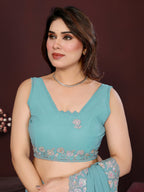 SHYAMIKA Embroidered Georgette Saree with Matching Embroidery Blouse
