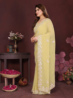 SHYAMIKA Embroidered Georgette Saree with Matching Embroidery Blouse