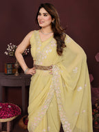 SHYAMIKA Embroidered Georgette Saree with Matching Embroidery Blouse