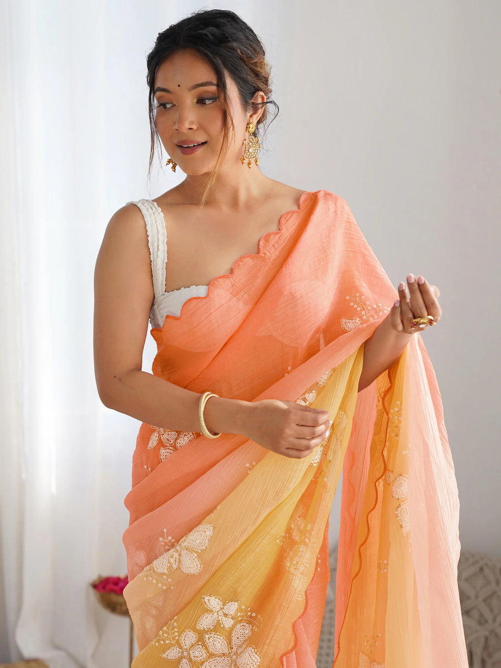 SHYAMIKA Gold Crush Roto Banglori Embroidered Saree with Blouse
