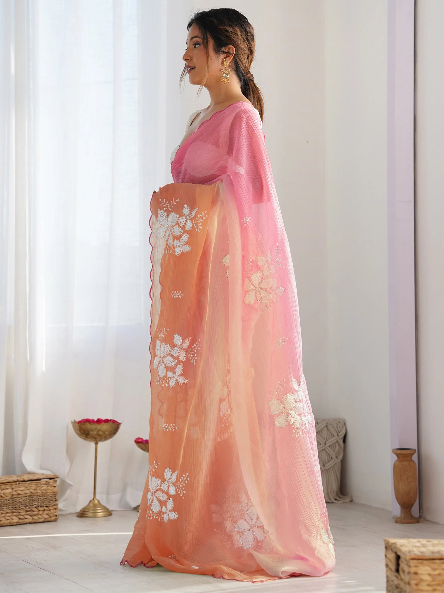 SHYAMIKA Gold Crush Roto Banglori Embroidered Saree with Blouse