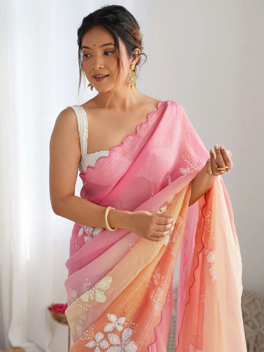 SHYAMIKA Gold Crush Roto Banglori Embroidered Saree with Blouse