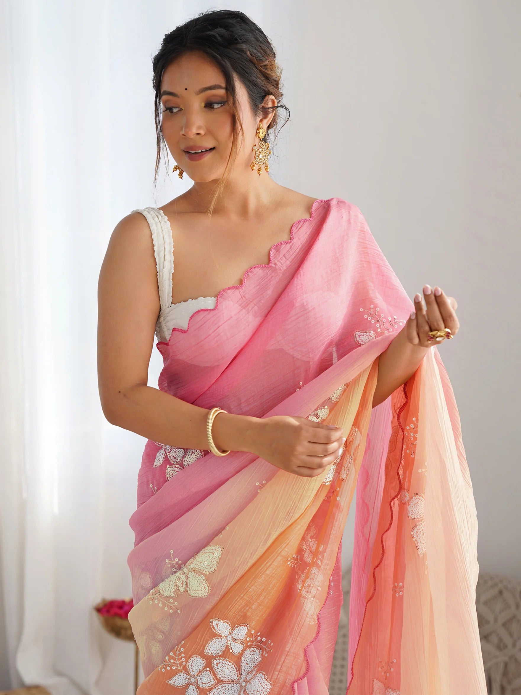 SHYAMIKA Gold Crush Roto Banglori Embroidered Saree with Blouse