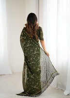 SHYAMIKA Georgette Patta Saree with Foil Work, Lace and Blouse