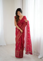 SHYAMIKA Georgette Patta Saree with Foil Work, Lace and Blouse