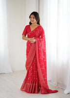 SHYAMIKA Georgette Patta Saree with Foil Work, Lace and Blouse