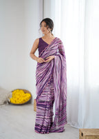 SHYAMIKA Wine Digital Printed Georgette Saree with Mirror Work & Blouse