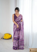 SHYAMIKA Wine Digital Printed Georgette Saree with Mirror Work & Blouse