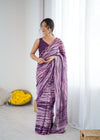 SHYAMIKA Wine Digital Printed Georgette Saree with Mirror Work & Blouse