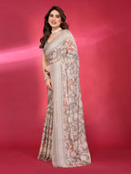 SHYAMIKA Chiffon Brasso Printed Saree with Foil Work & Embroidered Blouse