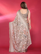 SHYAMIKA Chiffon Brasso Printed Saree with Foil Work & Embroidered Blouse