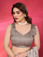 SHYAMIKA Chiffon Brasso Printed Saree with Foil Work & Embroidered Blouse
