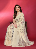 SHYAMIKA Chiffon Brasso Printed Saree with Foil Work & Embroidered Blouse