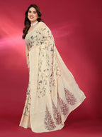 SHYAMIKA Chiffon Brasso Printed Saree with Foil Work & Embroidered Blouse