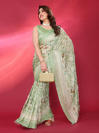 SHYAMIKA Chiffon Brasso Printed Saree with Foil Work & Embroidered Blouse