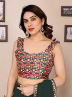 SHYAMIKA Georgette Plain Saree with Digital Print Lace & Blouse