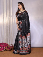 SHYAMIKA Banarasi Silk Weaving Saree with Floral Motifs & Blouse