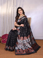SHYAMIKA Banarasi Silk Weaving Saree with Floral Motifs & Blouse