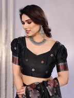 SHYAMIKA Banarasi Silk Weaving Saree with Floral Motifs & Blouse