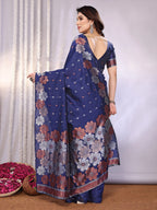 SHYAMIKA Banarasi Silk Weaving Saree with Floral Motifs & Blouse