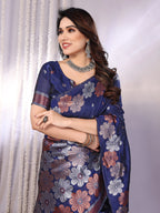 SHYAMIKA Banarasi Silk Weaving Saree with Floral Motifs & Blouse