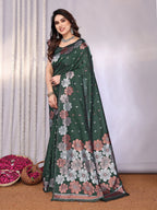 SHYAMIKA Banarasi Silk Weaving Saree with Floral Motifs & Blouse