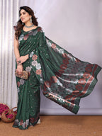 SHYAMIKA Banarasi Silk Weaving Saree with Floral Motifs & Blouse