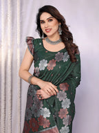 SHYAMIKA Banarasi Silk Weaving Saree with Floral Motifs & Blouse