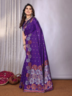SHYAMIKA Banarasi Silk Weaving Saree with Floral Motifs & Blouse