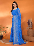 SHYAMIKA Georgette Saree with Foil Work, Zalar Lace & Blouse