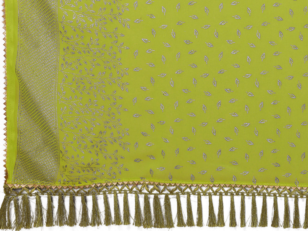 SHYAMIKA Georgette Saree with Foil Work, Zalar Lace & Blouse
