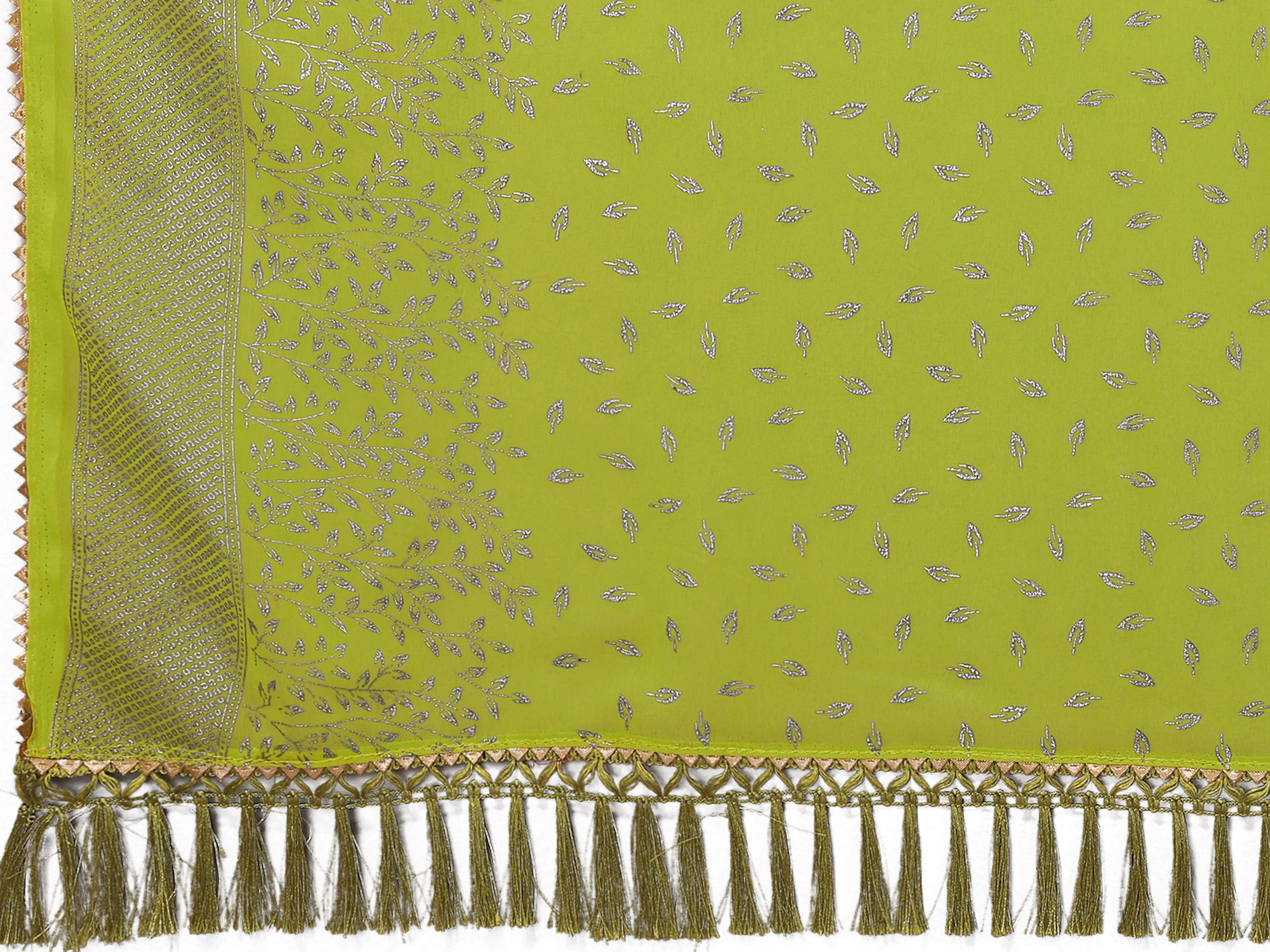 SHYAMIKA Georgette Saree with Foil Work, Zalar Lace & Blouse
