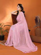 SHYAMIKA Georgette Saree with Foil Work, Zalar Lace & Blouse