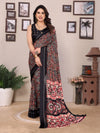 SHYAMIKA Bright Moss Satin Patta Printed Saree with Zari Work & Blouse