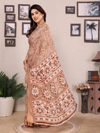 SHYAMIKA Bright Moss Satin Patta Printed Saree with Zari Work & Blouse