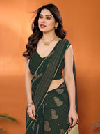 SHYAMIKA Georgette Foil Embellished Saree with Lace Detailing & Blouse
