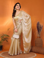 SHYAMIKA Jimmy Chu Plain Saree with Cutwork Lace & Sequin Blouse