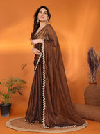 SHYAMIKA Jimmy Chu Plain Saree with Cutwork Lace & Sequin Blouse