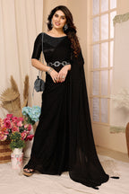 SHYAMIKA Satin Chiffon Stone Work Saree with Matching Blouse