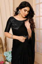 SHYAMIKA Satin Chiffon Stone Work Saree with Matching Blouse