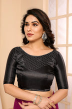 SHYAMIKA Satin Chiffon Stone Work Saree with Matching Blouse