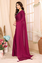 SHYAMIKA Satin Chiffon Stone Work Saree with Matching Blouse