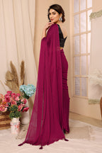 SHYAMIKA Satin Chiffon Stone Work Saree with Matching Blouse