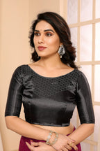 SHYAMIKA Satin Chiffon Stone Work Saree with Matching Blouse