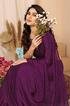 SHYAMIKA Satin Chiffon Stone Work Saree with Matching Blouse