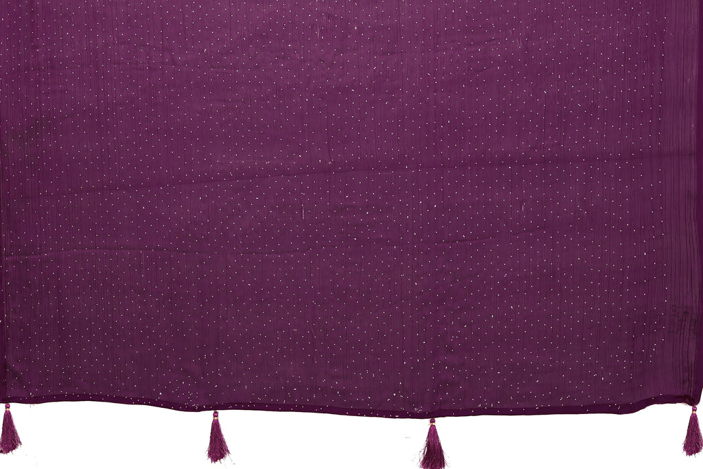 SHYAMIKA Satin Chiffon Stone Work Saree with Matching Blouse