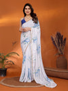 SHYAMIKA Chinon Chiffon Printed Saree with Foil Work & Blouse