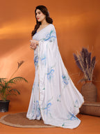 SHYAMIKA Chinon Chiffon Printed Saree with Foil Work & Blouse