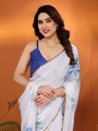 SHYAMIKA Chinon Chiffon Printed Saree with Foil Work & Blouse